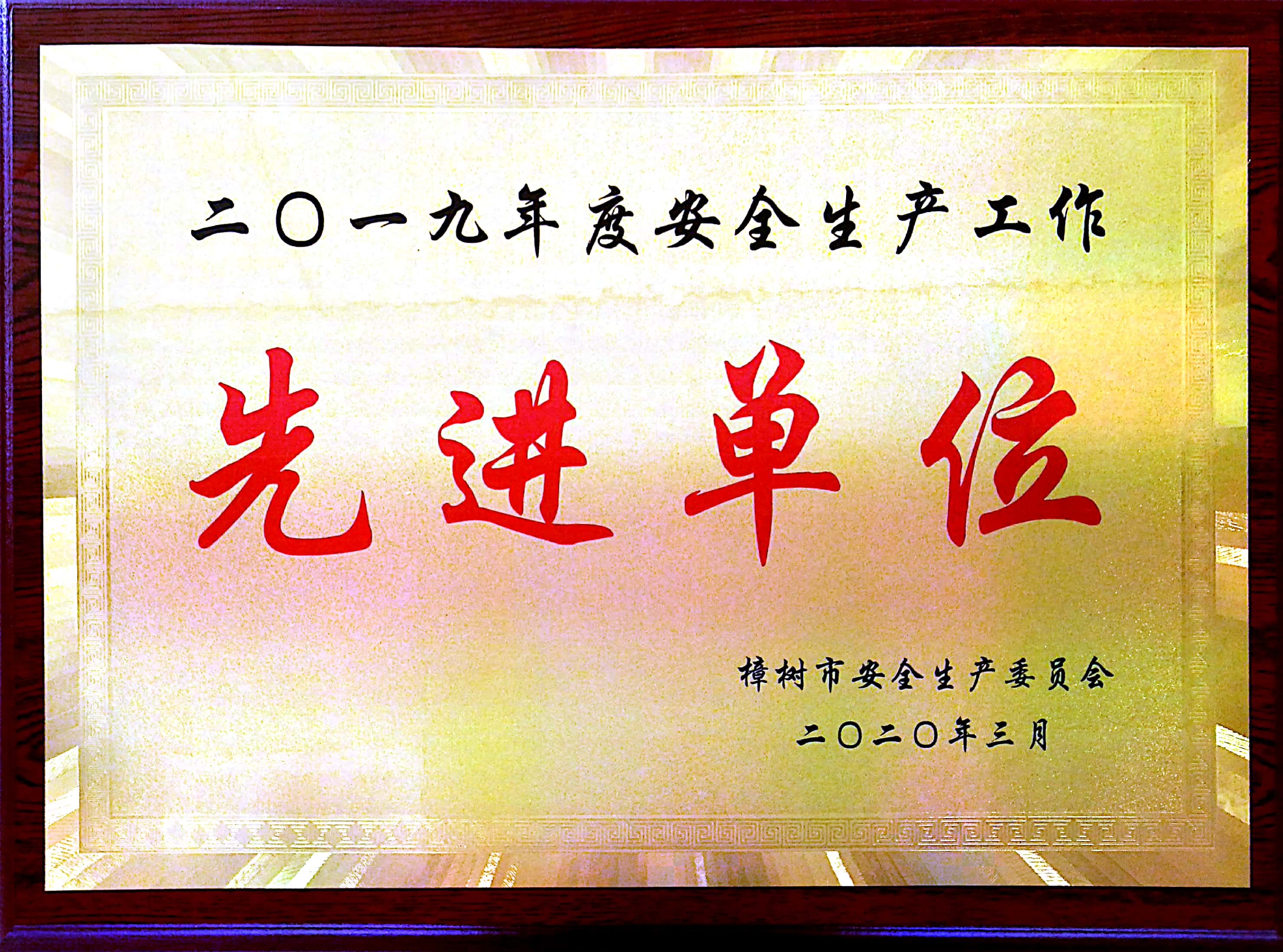 2019年度安全生產工作先進單位